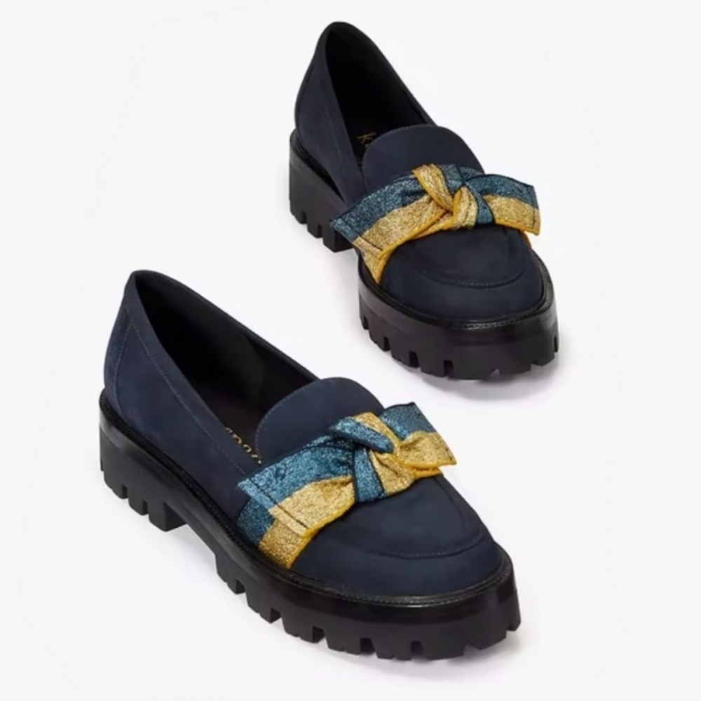 ♠️Kate Spade Leandra Lug Sole Loafer, Blazer Blue/Gold LIKE NEW